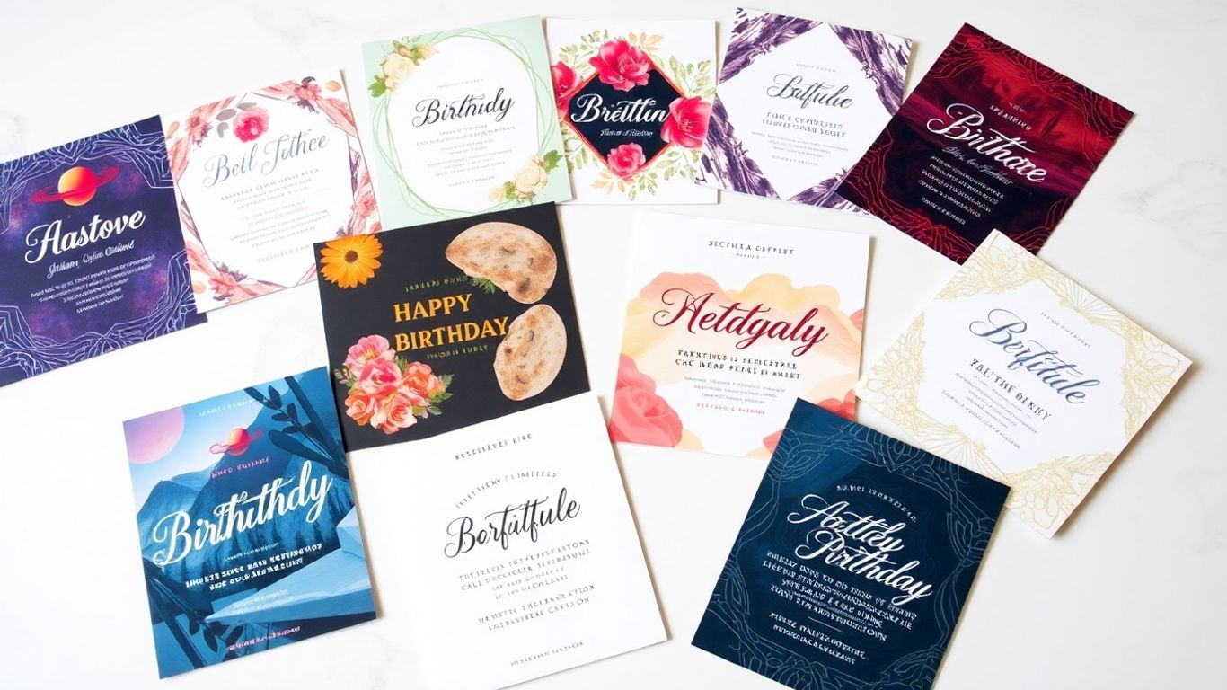Fødselsdagsinvitationer til voksne i forskellige designs
