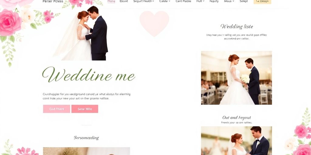 Eksempler på bryllupshjemmesider med romantisk design.