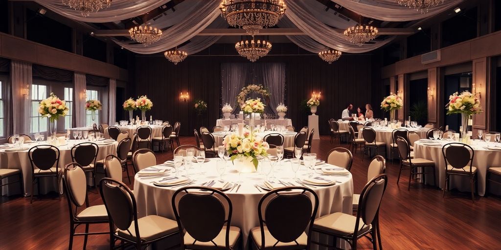 Elegant bryllupsstyling med blomster og lys