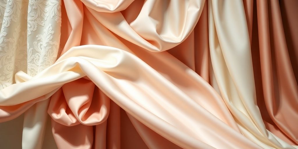 Bryllupsstof i luksuriøse teksturer og farver.