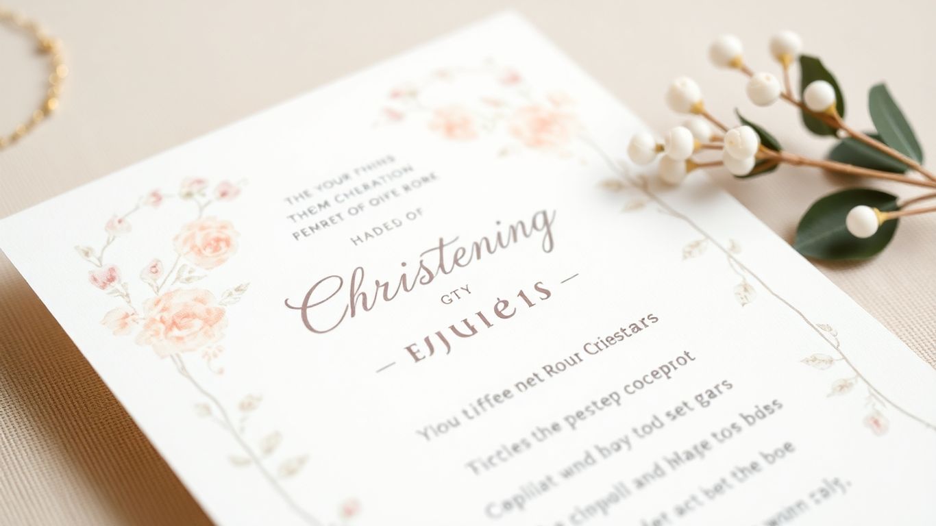 Personlig invitation til barnedåb med blomsterprint