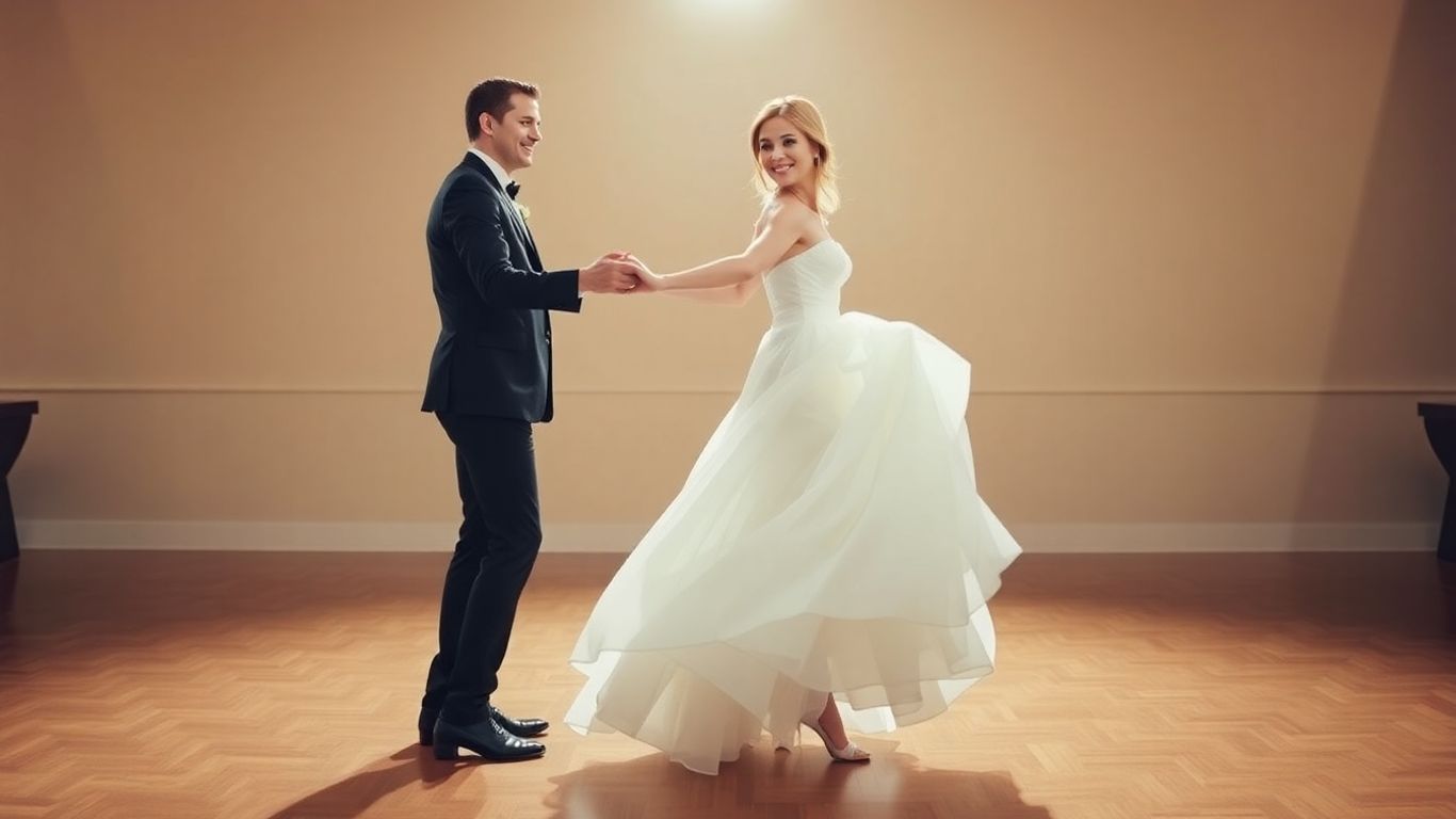 Par der øver brudevals til bryllup.