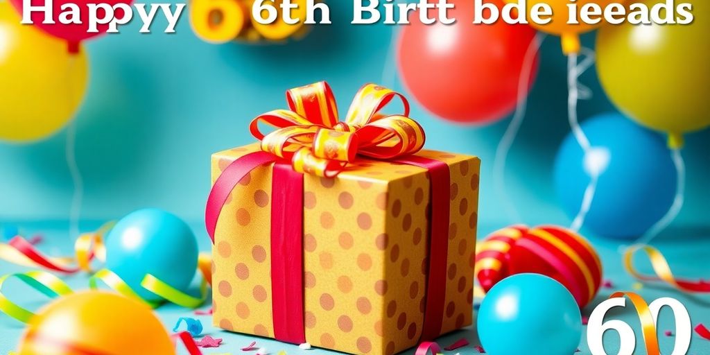 Farverig gave til 60-års fødselsdag med balloner.