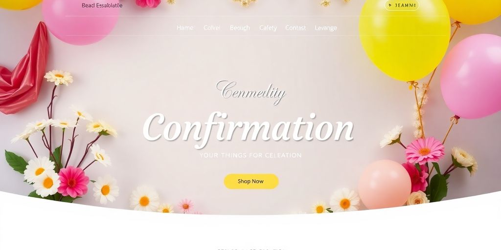 Billede af en konfirmationshjemmeside med festlige farver.