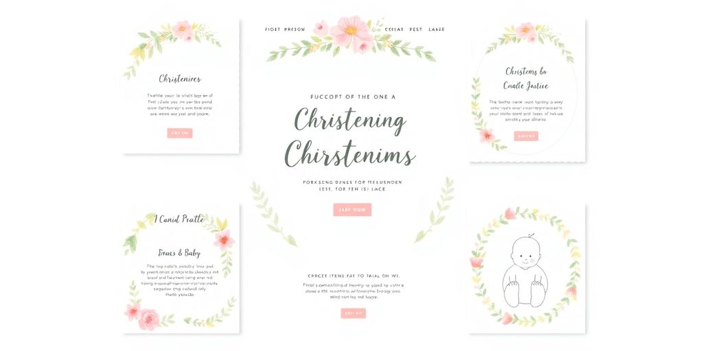 Smuk hjemmeside til barnedåb med pastelfarver og blomster.