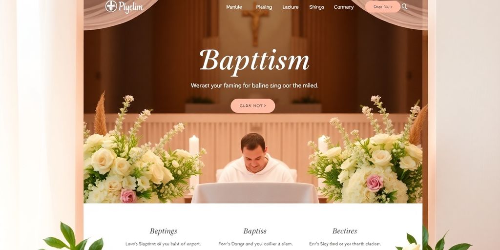 Baptism website with elegant design and soft colors.