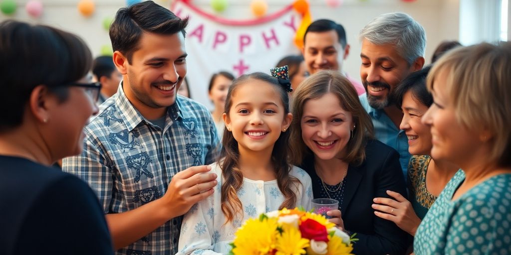 Ung person fejrer konfirmation med venner og familie.
