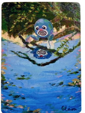 Poliwag Pokemon card, painted
