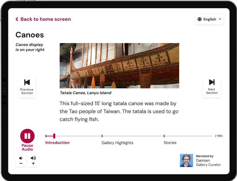 Burke App Interface: Audio Guide