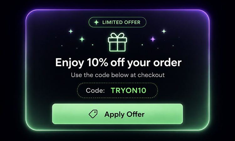 Post-try-on offer shown after AI virtual try-on result