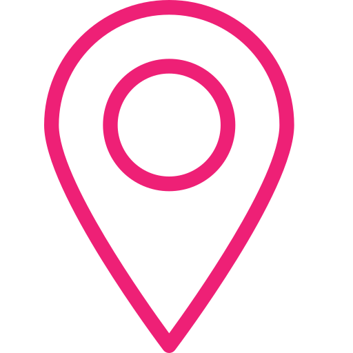 Pink map location pin icon.