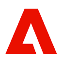 Adobe logo with a stylized red letter A on a white background.
