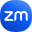 Zoom video communications logo with white lowercase 'zm' letters on a blue circular background.
