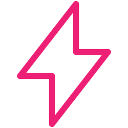 Pink lightning bolt icon on a transparent background.