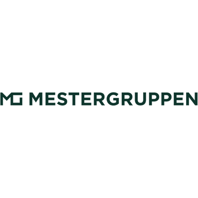 Mestergruppen logo with the text 'Mestergruppen' in white font on a dark green rectangular background.