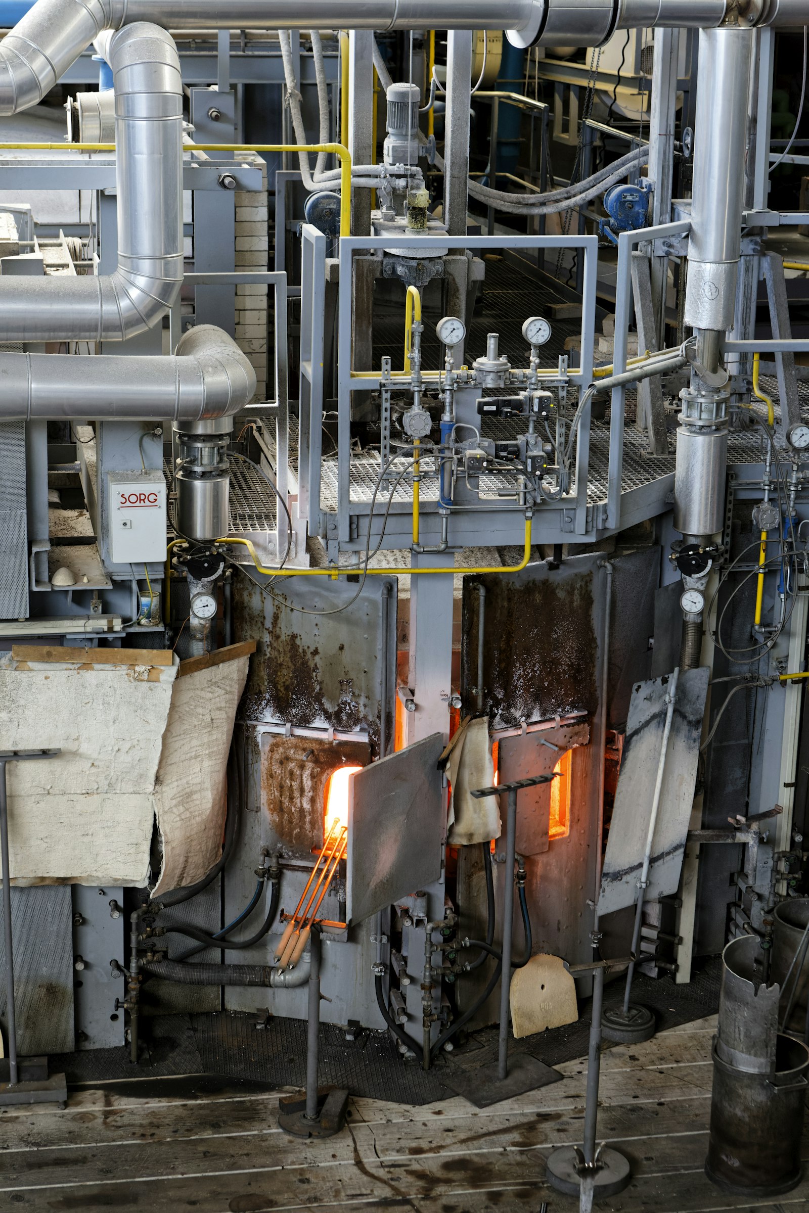 Industrial machinery and equipment inside a manufacturing facility