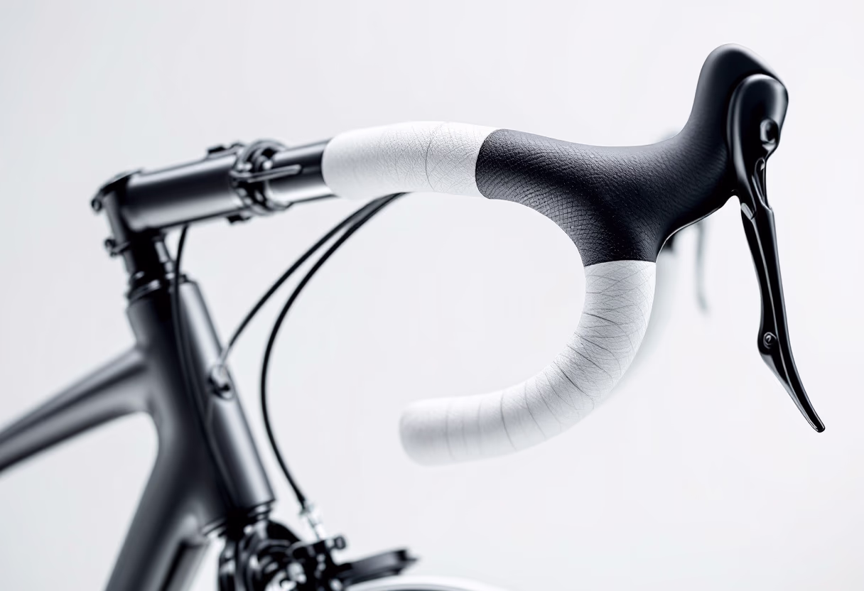 image of an ergonomic bicycle handlebar with integrated components (for a bicycle shop)