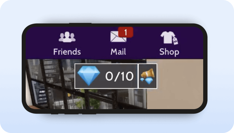 An example of an in-game reward: like winning gems in Avakin life.