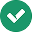 Green check mark inside a green circle with white background.