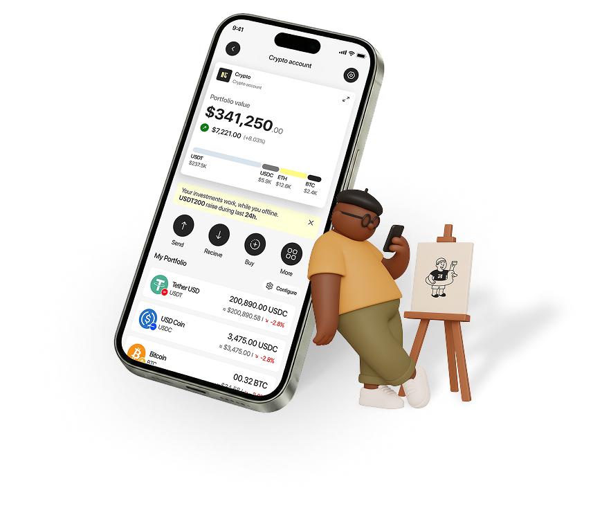 Normies crypto wallet mobile view with simplified self-custody experience