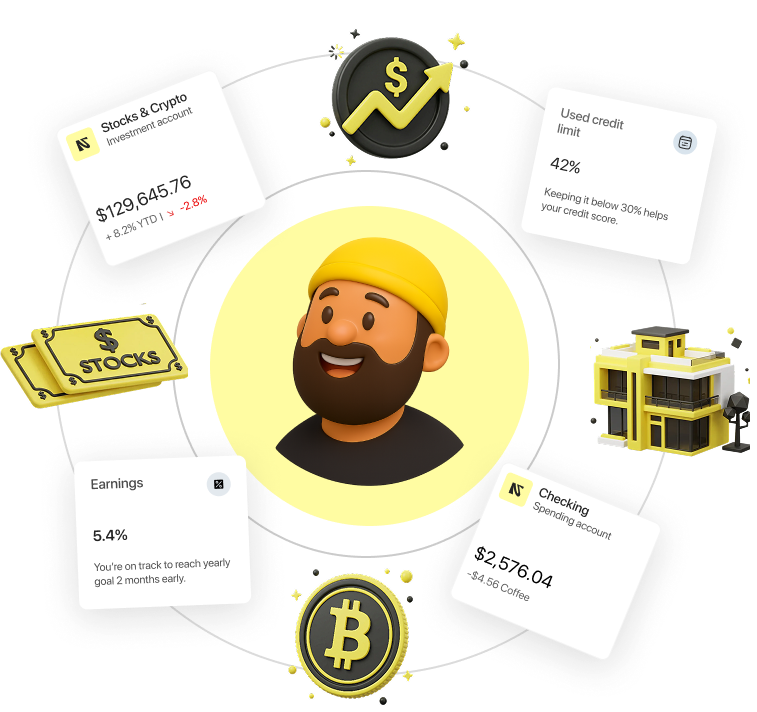 Normies app net worth dashboard combining all financial accounts in real-time view