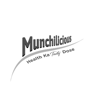 Munchilicious logo with the slogan 'Health ka Tasty Dose' beneath stylized text and a curved line.