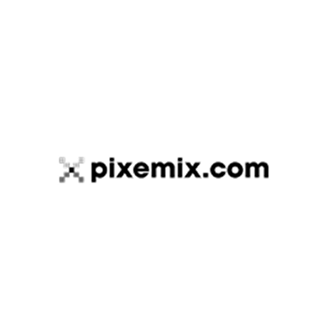 pixemix.com logo with a stylized pixelated 'X' on the left.