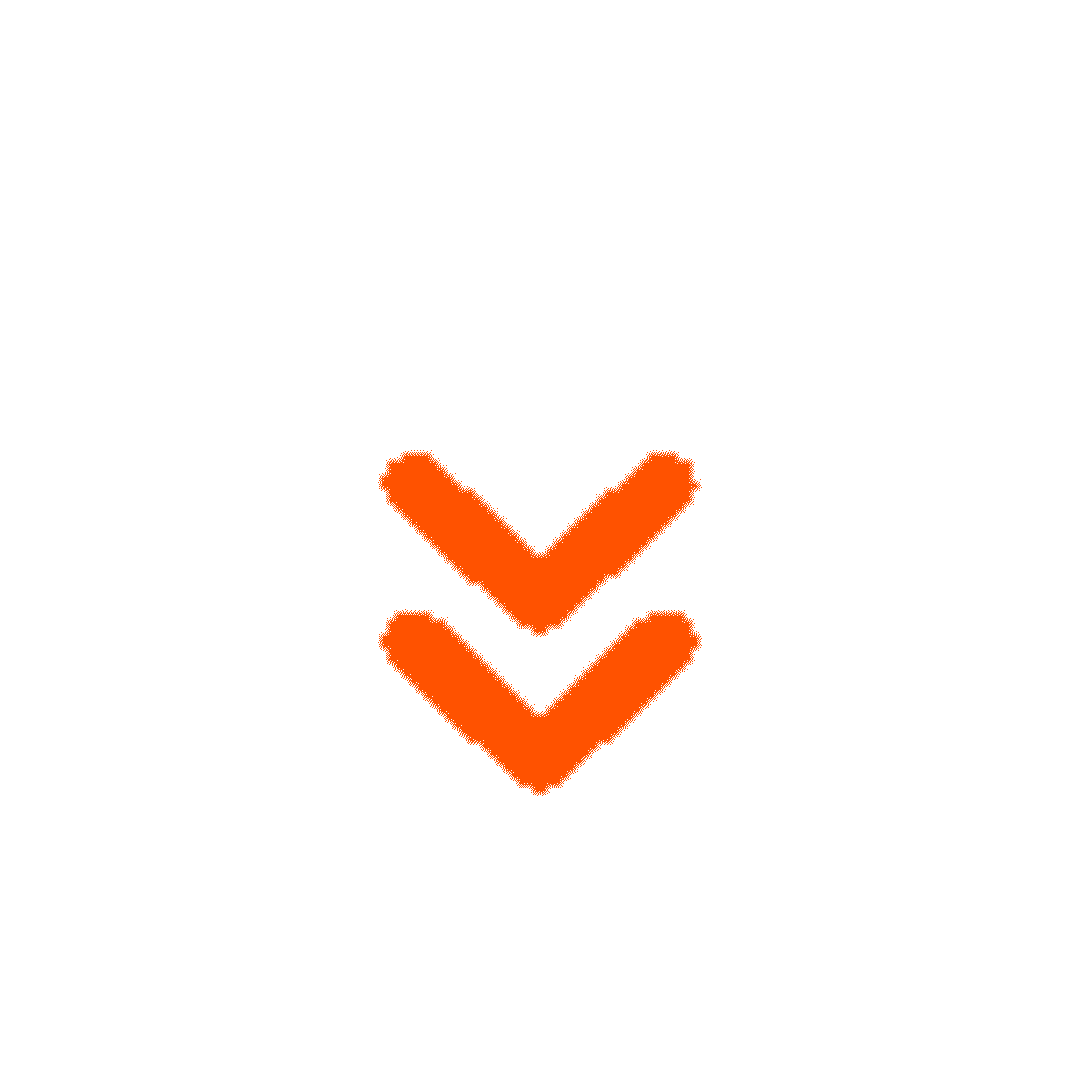 Two orange downward-pointing chevron arrows on a black background.