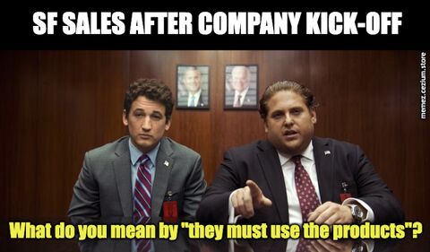 SF Sales walking out of company kick-off: 'What do you mean by they must use the products?'