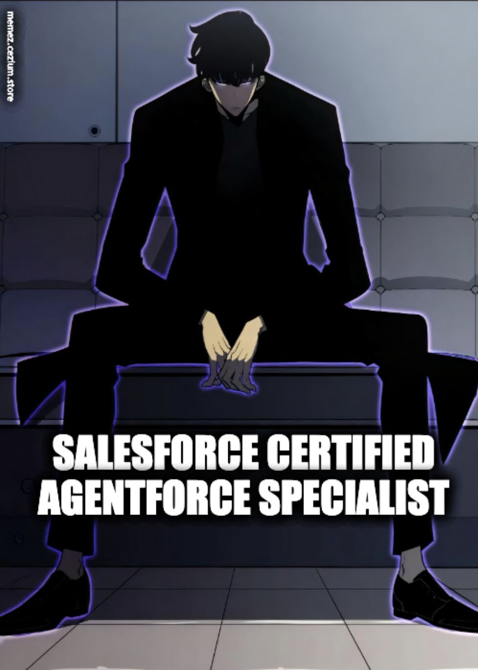 Shadowy Solo-Leveling-style figure arising from the shadows — a Salesforce Certified Agentforce Specialist has entered the chat.