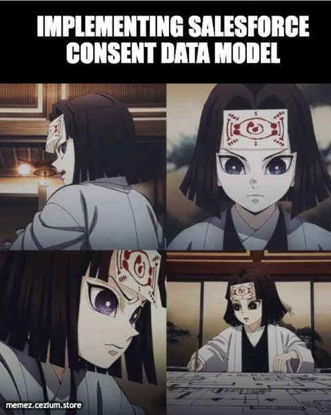 Demon Slayer's Muzan painting consent model tattoos onto your data, one excruciating mark at a time. The Salesforce Consent Data Model experience.