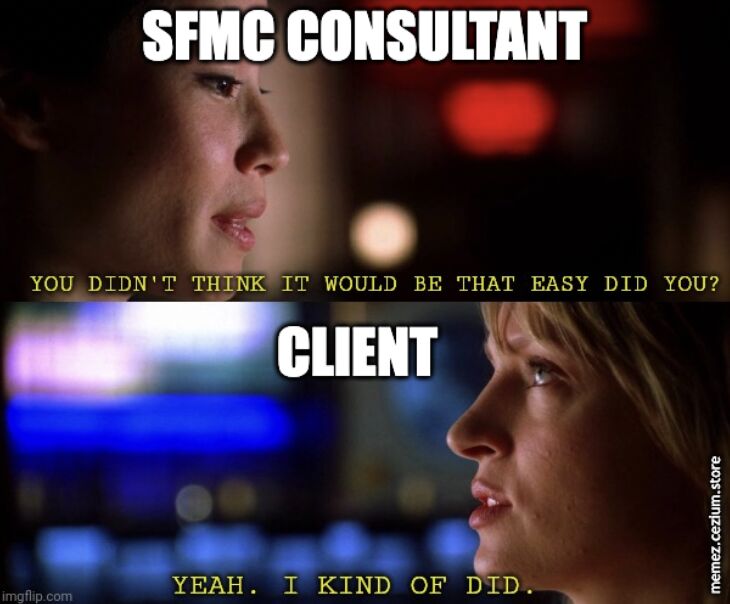 Kill Bill training scene reframed as learning SFMC the hard way