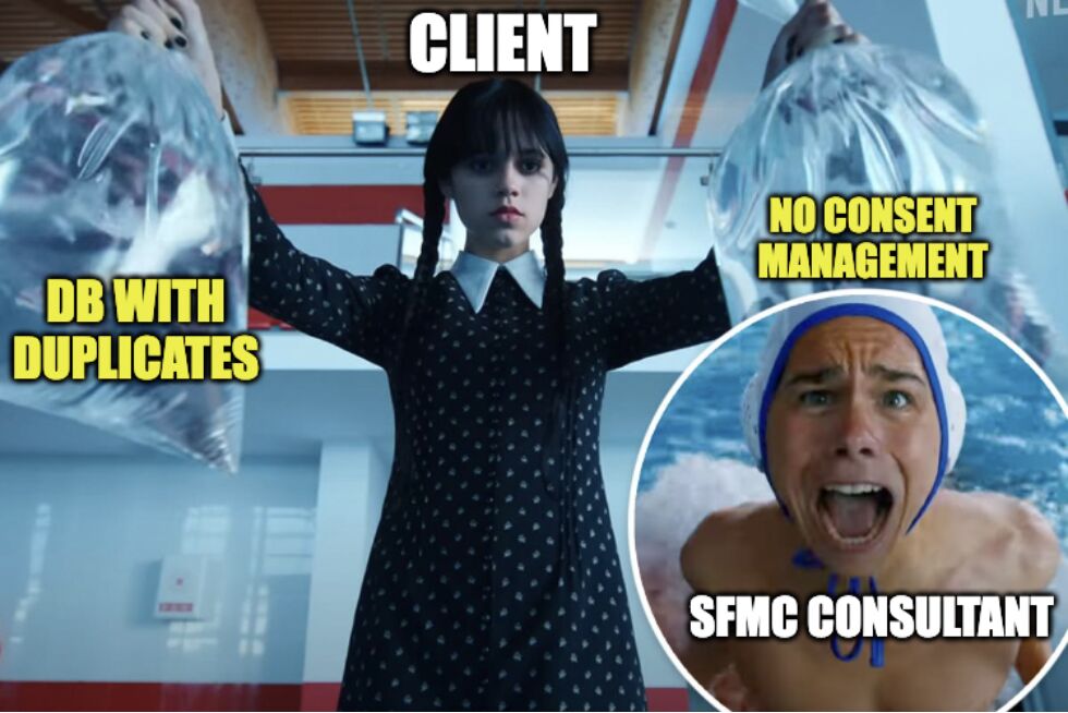 Wednesday Addams eyeing a pile of duplicate SubscriberKeys