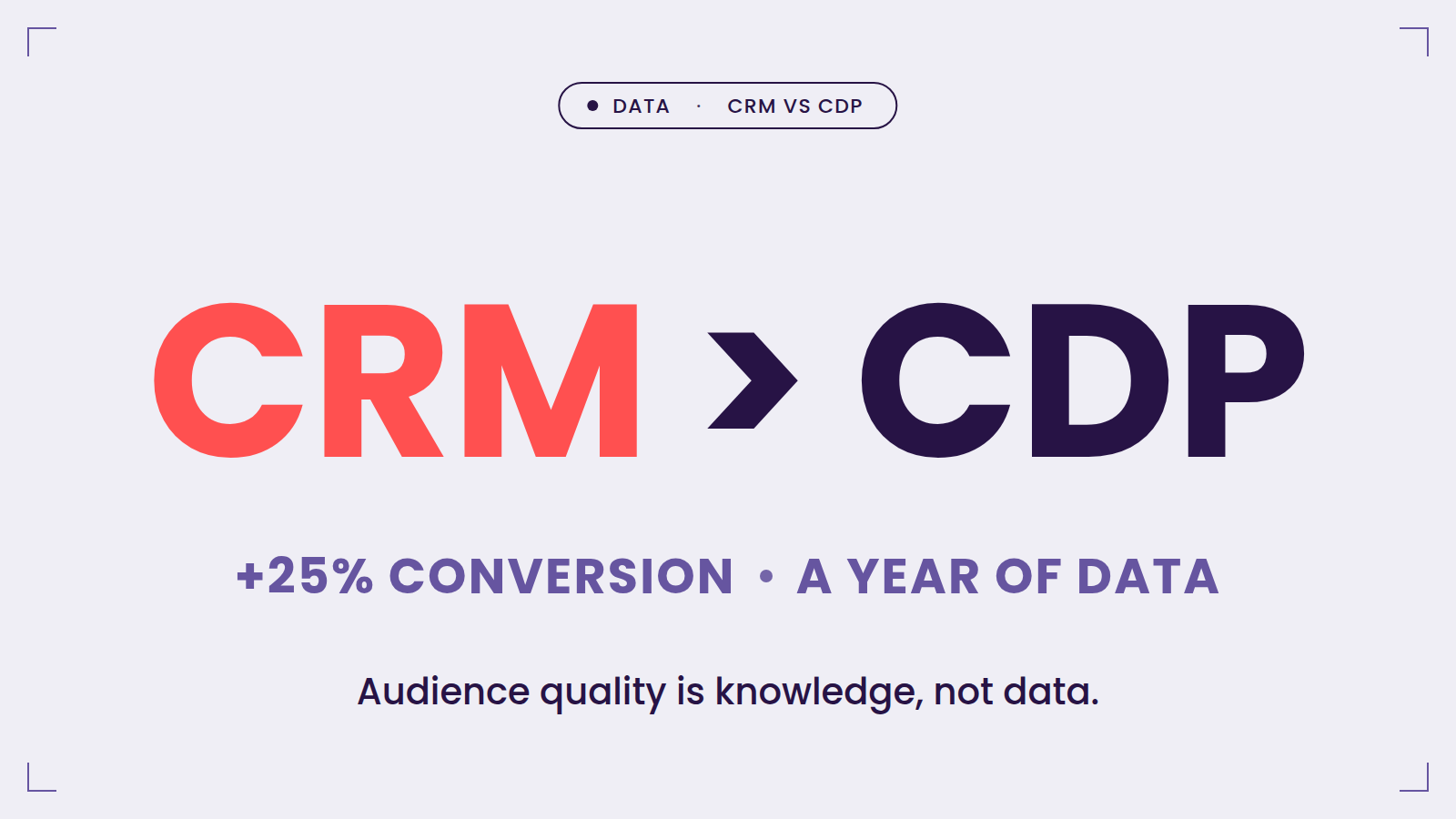 CRM > CDP — +25% conversion, a year of data: audience quality is knowledge, not data