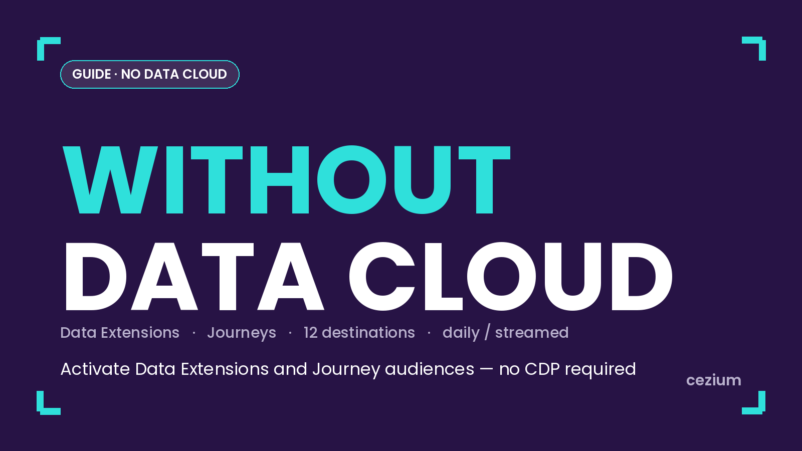 Without Data Cloud — activate Data Extensions and Journey audiences