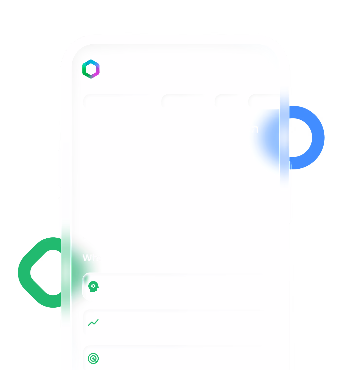 Partial view of a mobile app interface with icons and text input fields.