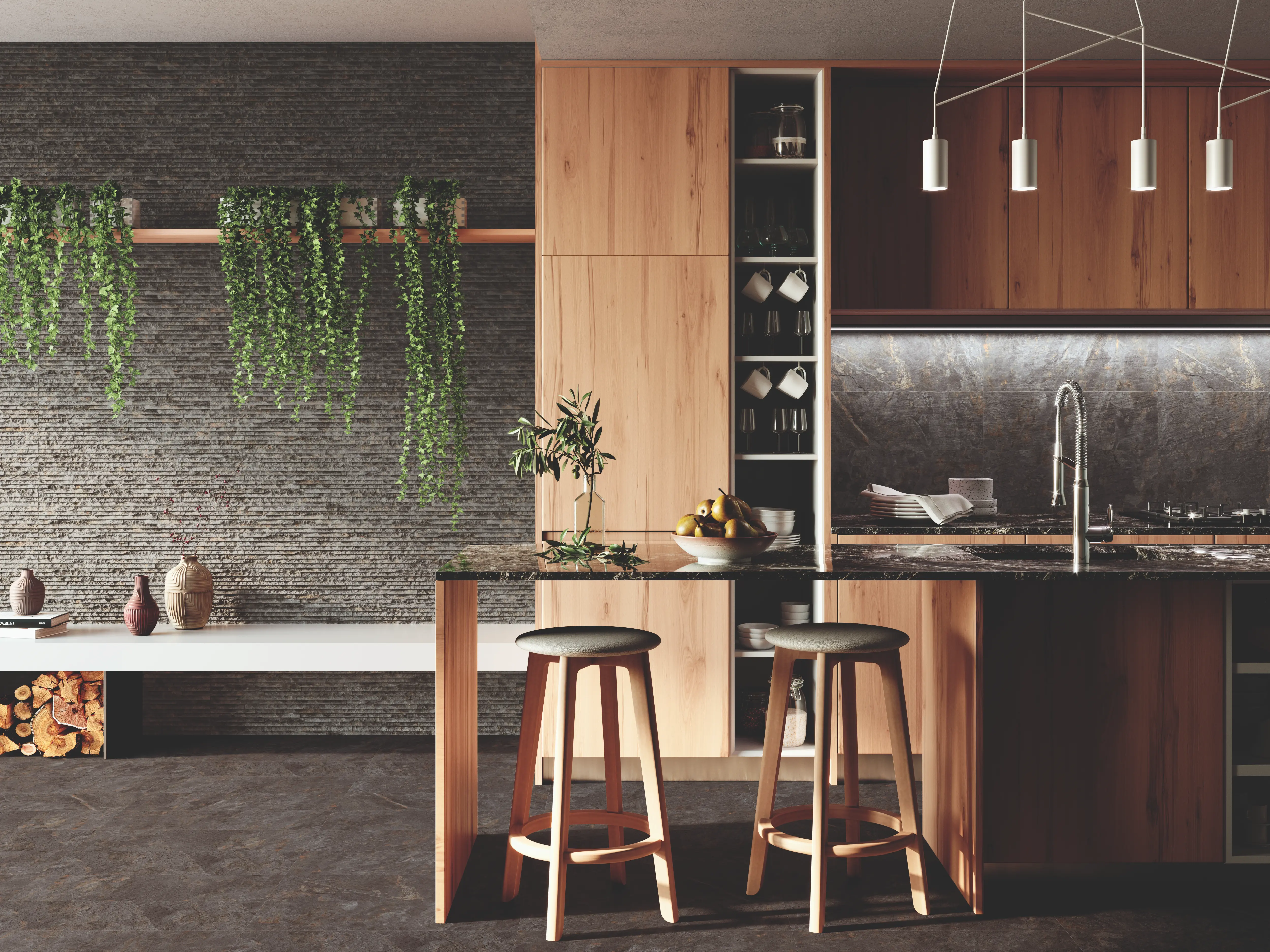 Ekskluzivna izvedba premium keramike - Antracit projekt kuhinja 