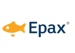 Epax company logo featuring an orange stylized fish next to the word 'Epax' in blue.