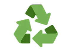 Green recycling symbol composed of three arrows forming a triangle.