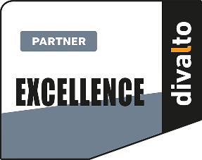 Badge Divalto Partner Excellence de Pégase Expert, intégrateur Divalto ERP, CRM et No Code pour les PME et ETI en France, DROM, Maroc et Canada.