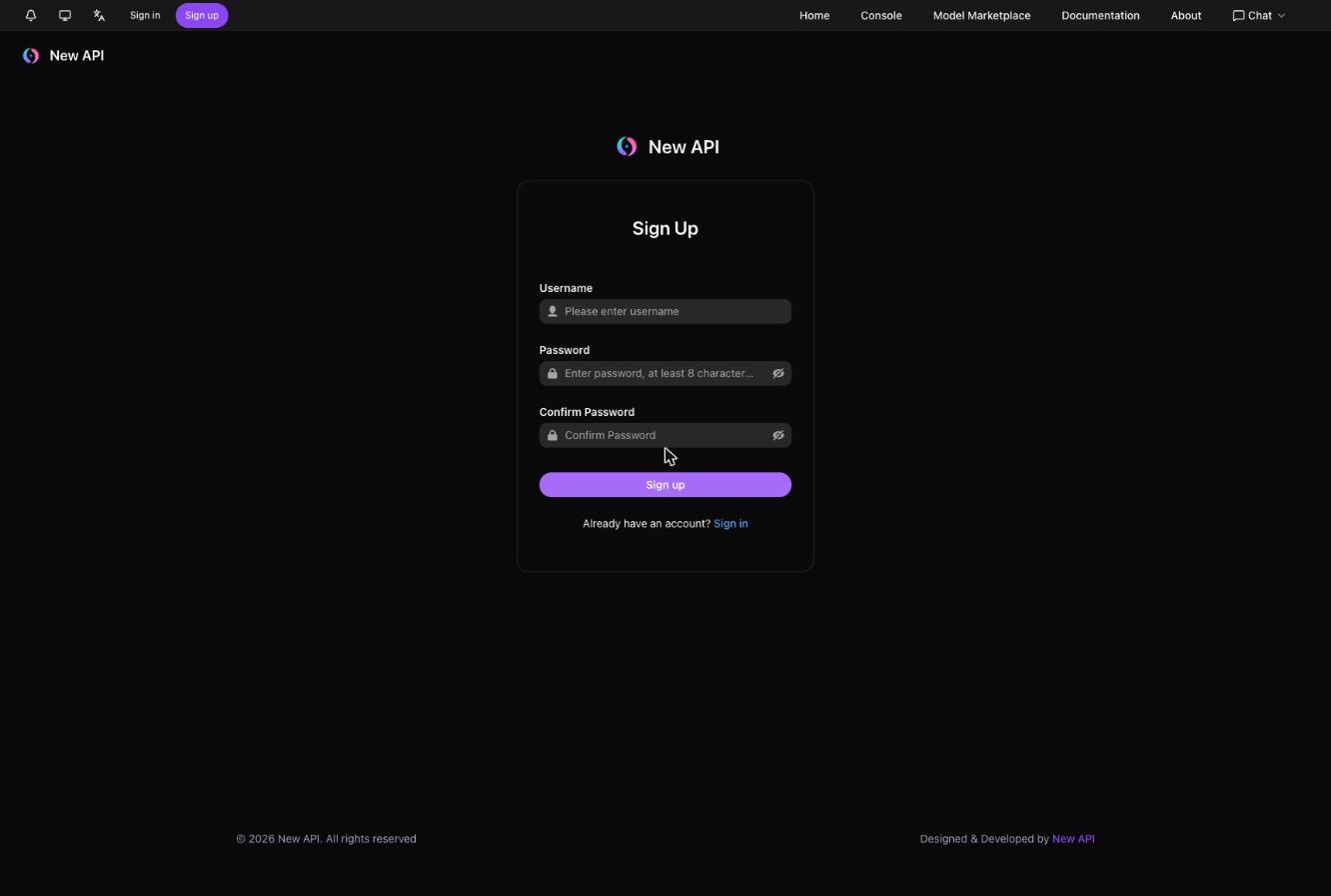 Sign-up page asking only for a username and password