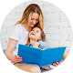 A little girl with her mother is reading a book