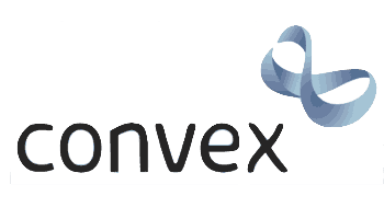 Convex logo with a blue, ribbon-like infinity symbol above the text.