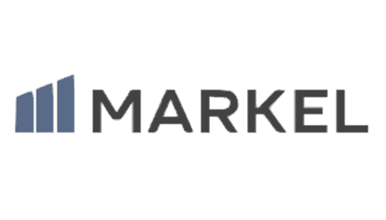 Markel company logo with three blue vertical bars beside the text MARKEL.