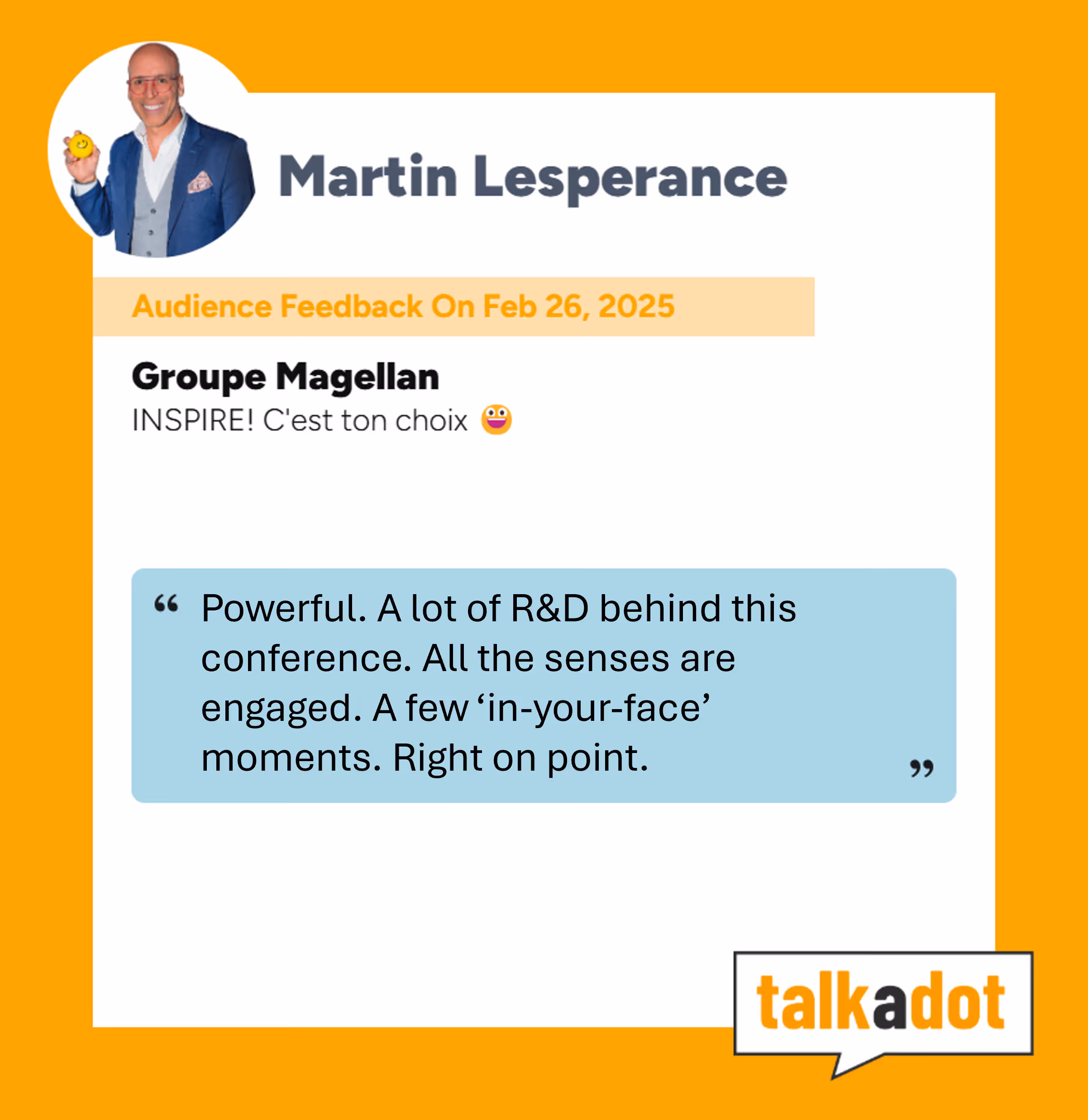 Testimonial Screenshot Talkadot