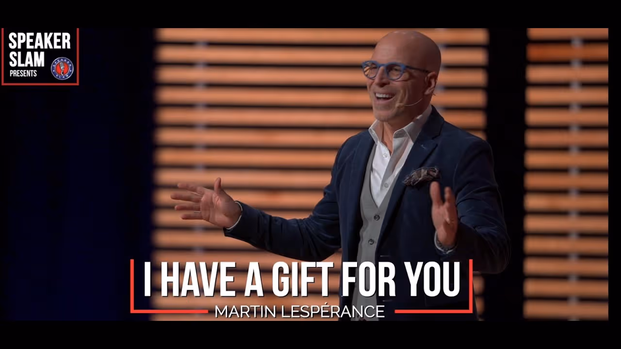 Martin Lesperance on Stage at Speaker Slam