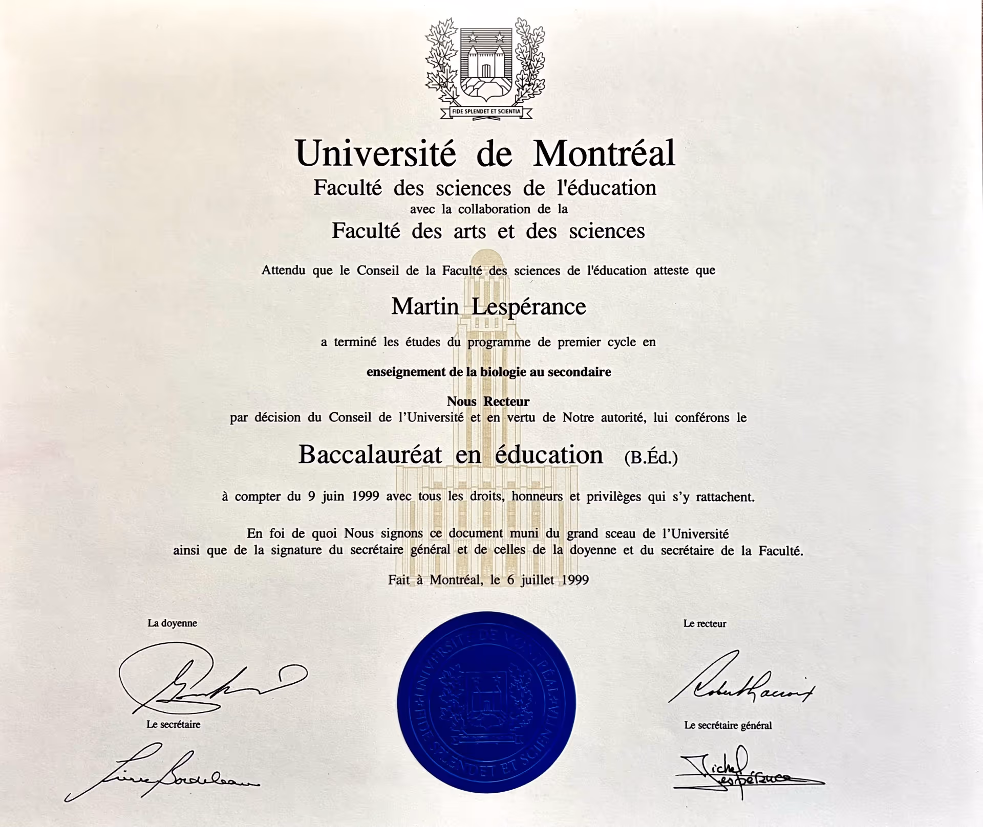 Bacc en enseignement