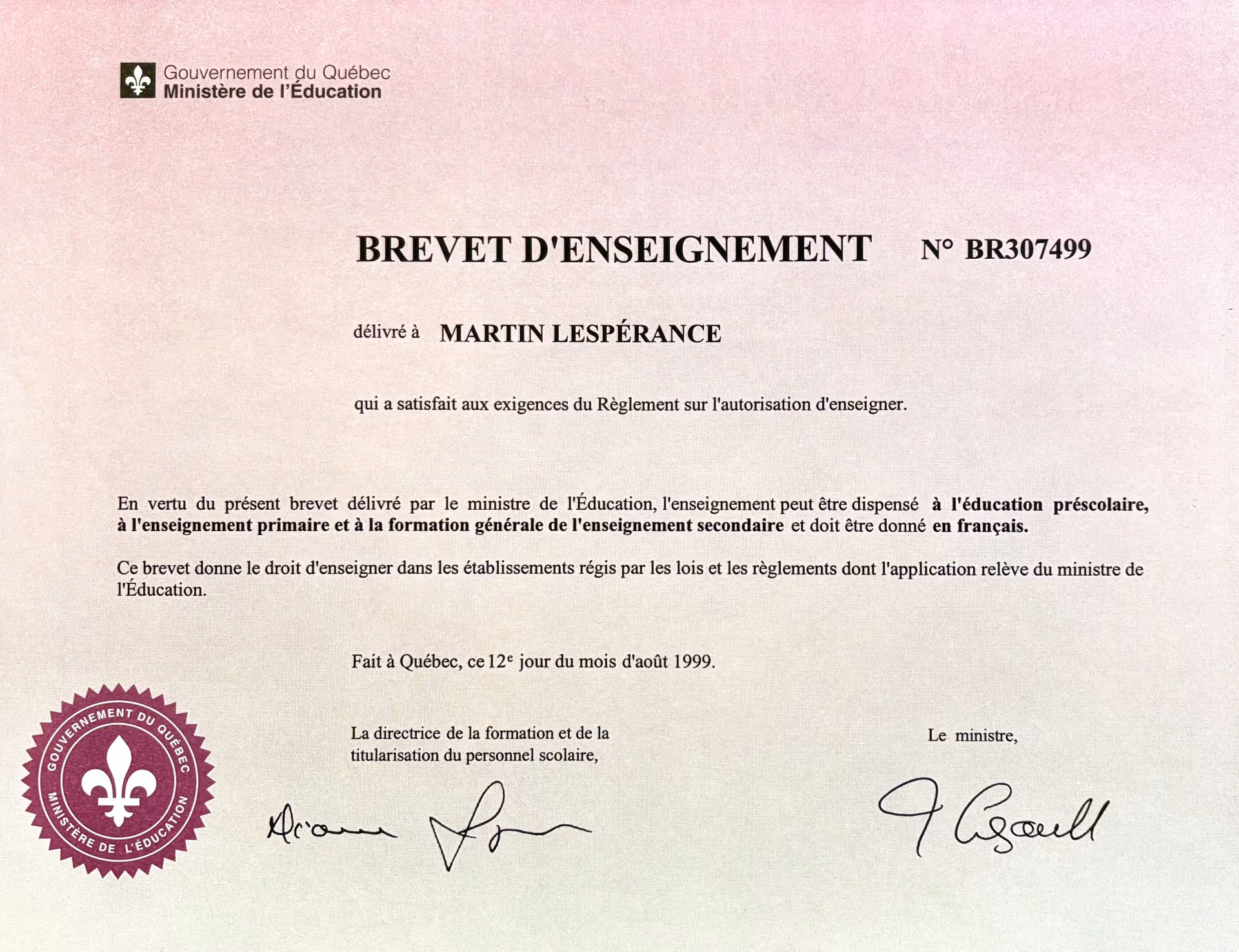 Brevet d'enseignement