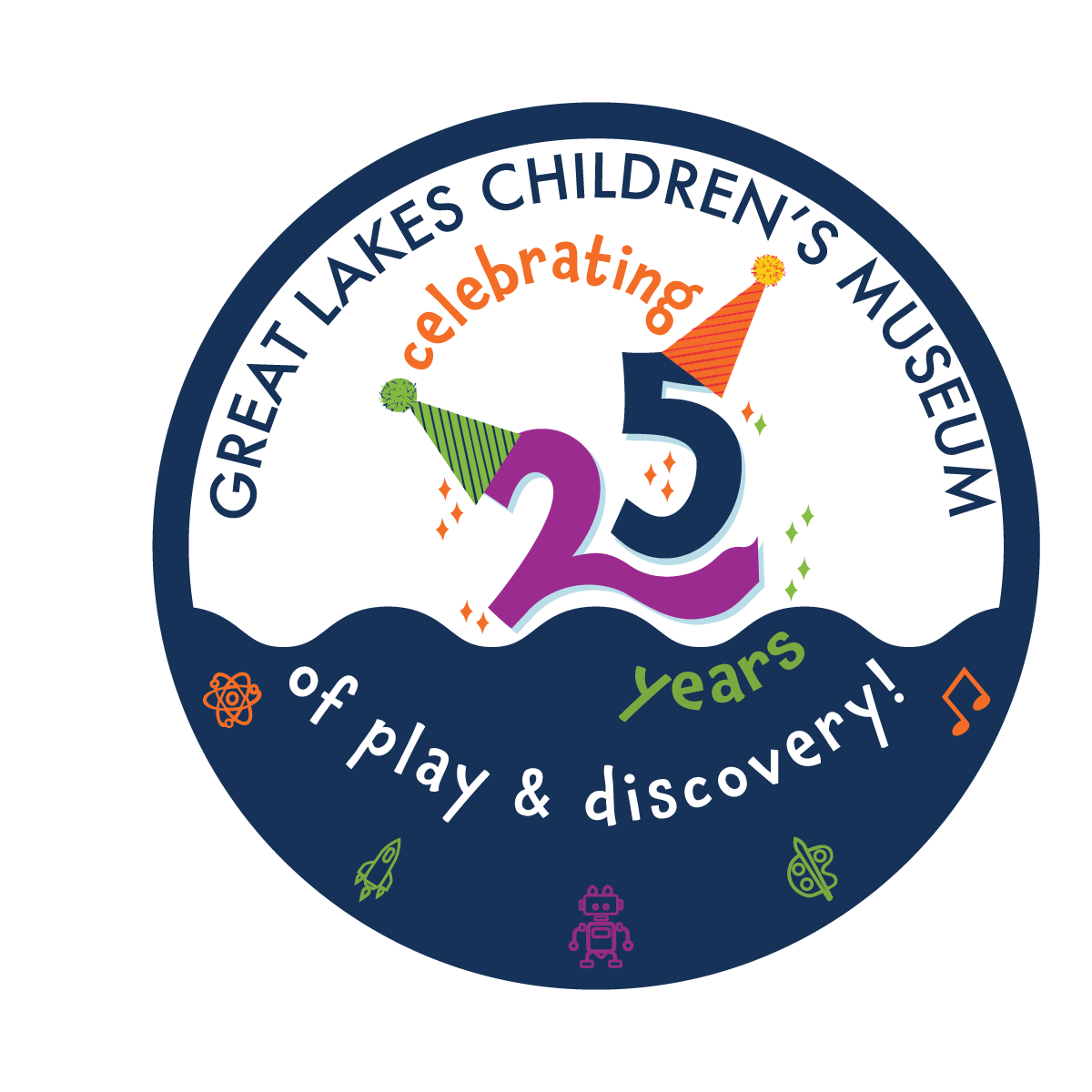 Final multicolor Great Lakes Children’s Museum 25th birthday logo