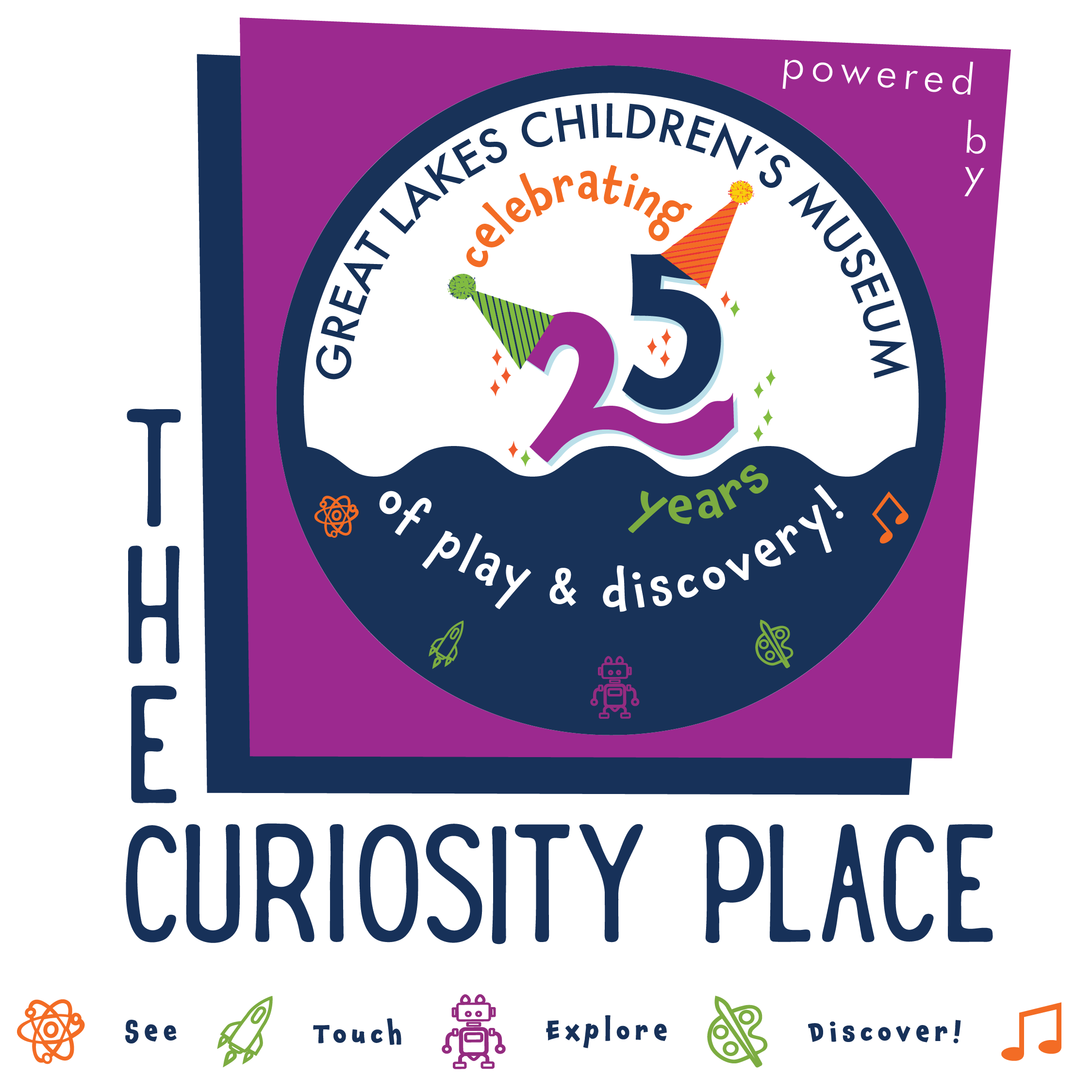 Great Lakes Children’s Museum social media feed template using the 25th birthday identity